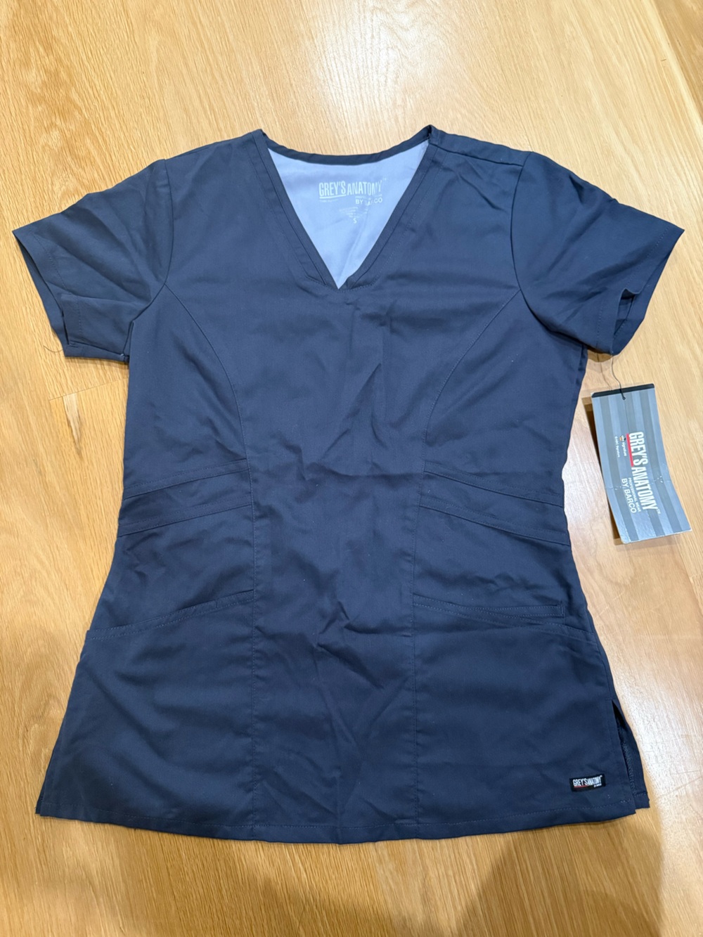 Grey's Anatomy Women's Dark Grey V-Neck Scrub Top